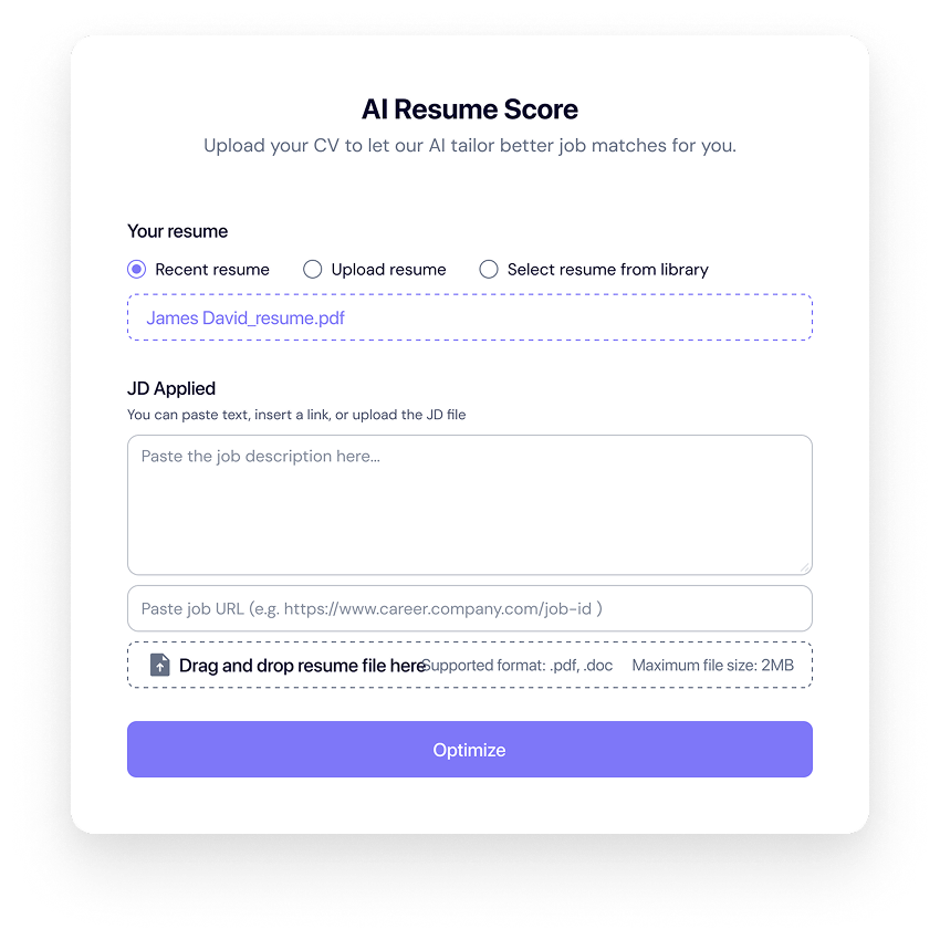 Upload resume